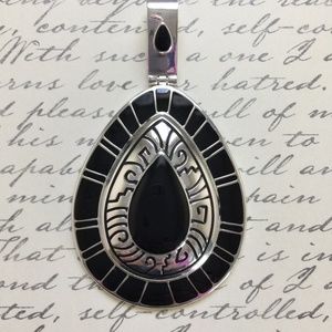 BEST Pendant 1990s Silver Black Lucite Enamel Collectible Vintage